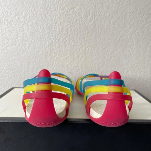 Crocs Isabella Huarache Flat Sandals Rainbow Multicolor Strappy Women's 11 US - Picture 6 of 9